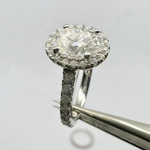Moissanite Engagement Ring Oval Cut GRA Certified Wedding Brilliant 18K Size 5.5 - Picture 3 of 15
